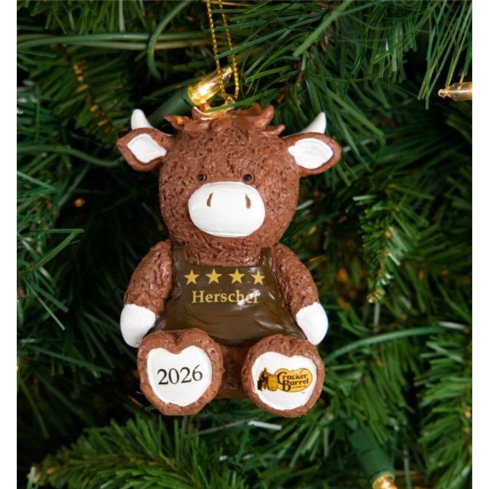 Cracker Barrel Herschel Bull Resin Brown Christmas Ornament NEW 2026 Farmhouse